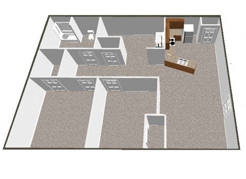 Floor plan for 2 beds, 1 bath, 850 sqft